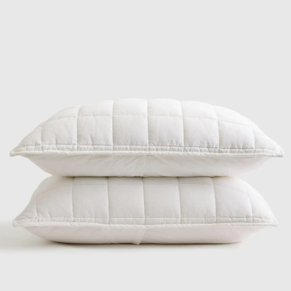 NWOT! Quince Linen Set Of 2 White Box Quilted Shams! --King (S4) - Picture 1 of 8